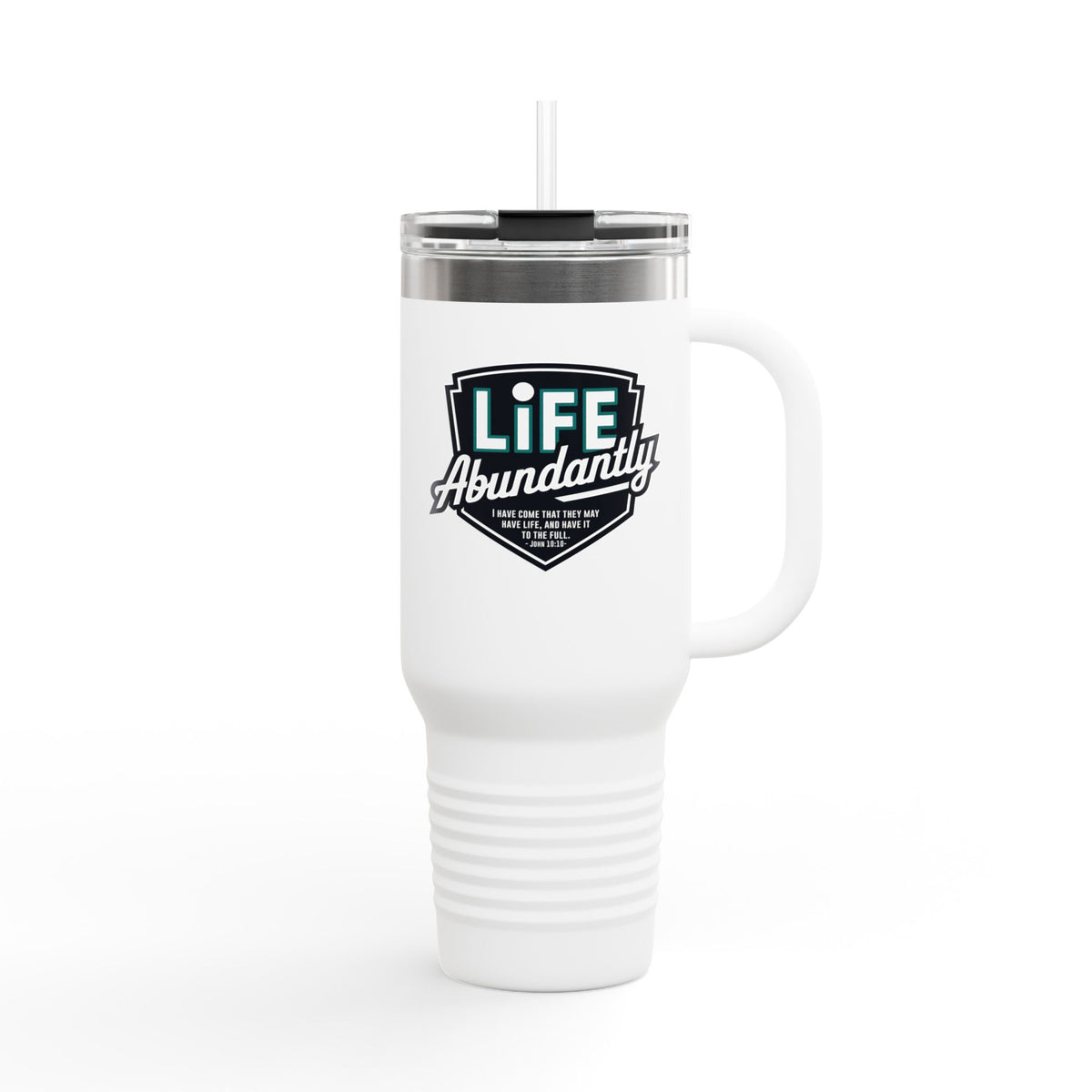 Christian Insulated Travel Mug, 40oz - Life Abundantly | John 10:10