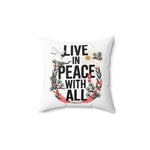 Live in Peace Throw Pillow | Romans 12:18