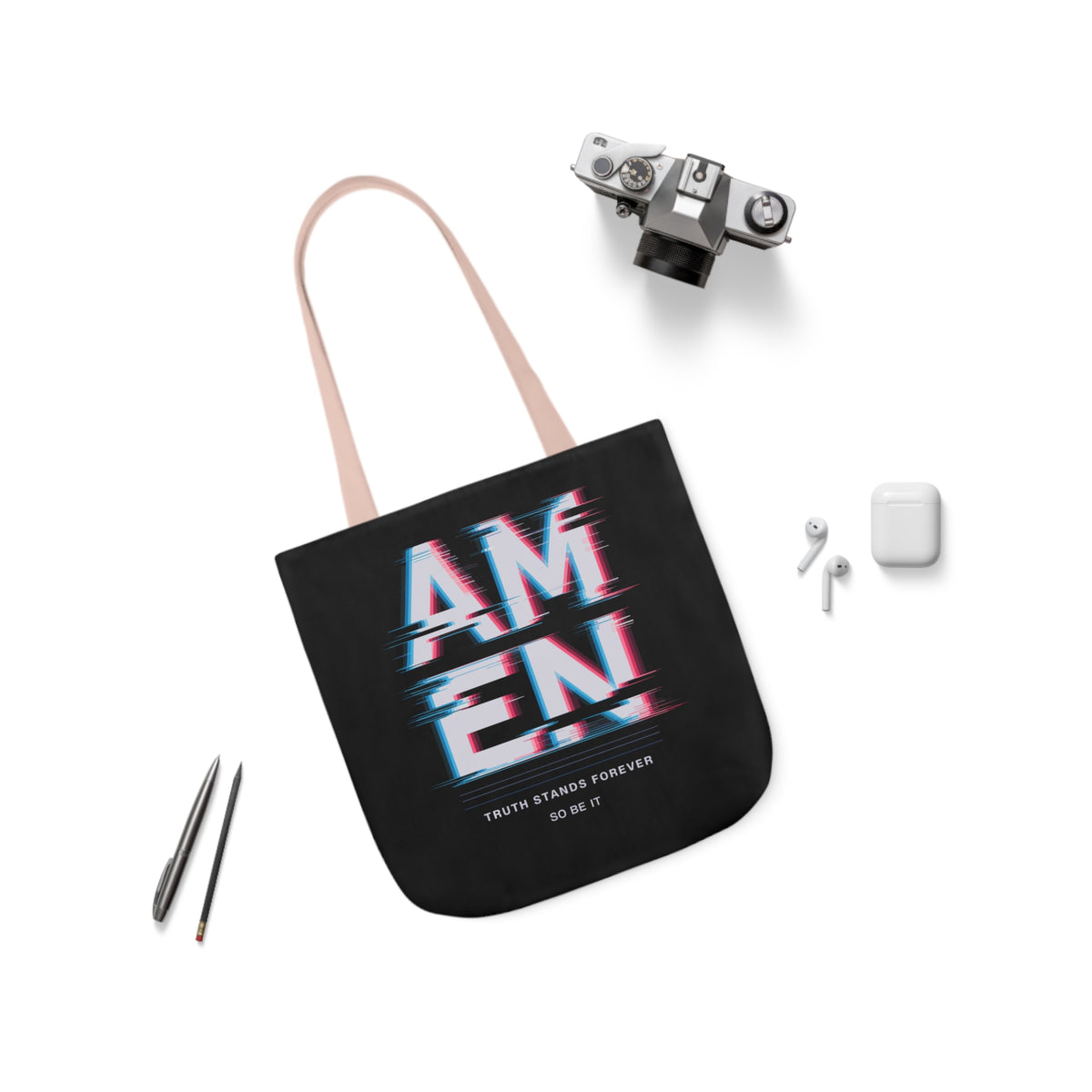 AMEN Black Tote Bag - Truth Stands Forever Design