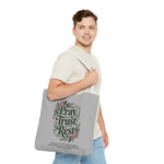 Pray, Trust, Rest Grey Tote Bag - Floral Faith Design