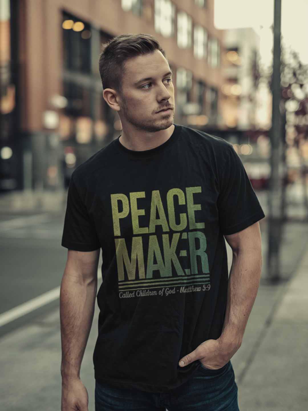 Black T-Shirt with "Peacemaker" Design